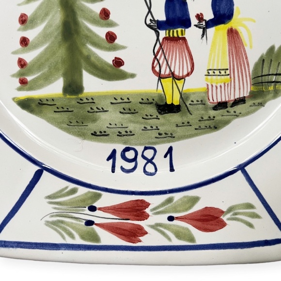 RARE Quimper 1981 Christmas Noel Plate - Picture 5 of 9